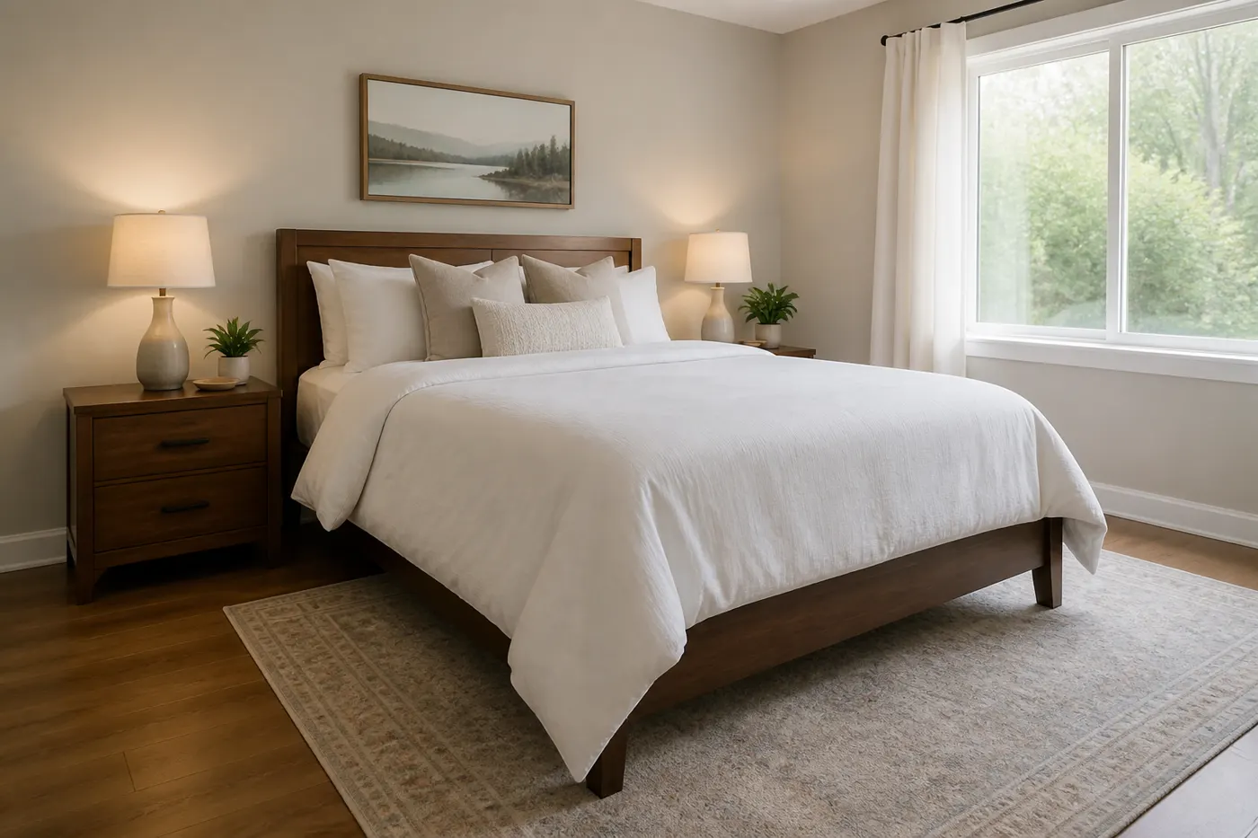 Bedroom tidy during a Travis Heights recurring clean